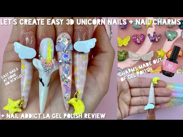 Let's make nail charms + 3D unicorn nails + Nail Addict LA polish haul