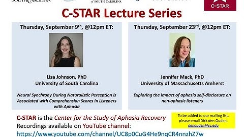 Comprehension & Neural Synchrony During Naturalistic Perception in Aphasia - Lisa Johnson