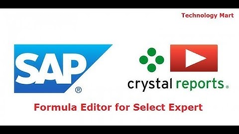 SAP Crystal reports The Formula Editor for Select Expert