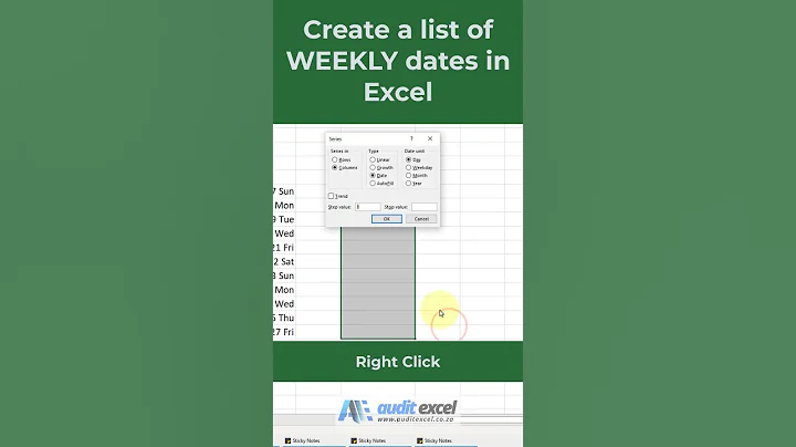 Autofill weekly dates in Excel (bi-weekly or any date series) #msexcel #excel #dataanalysis