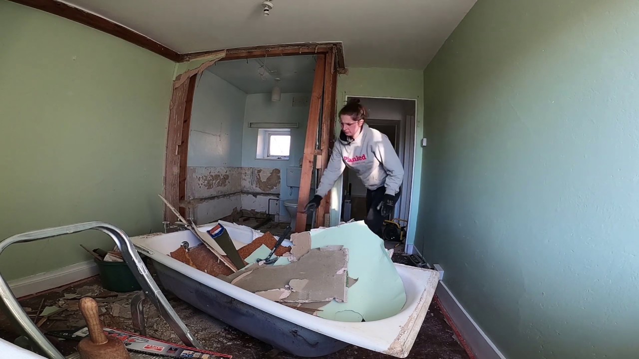 BATHROOM DEMOLITION All has to go... PART 2 YouTube