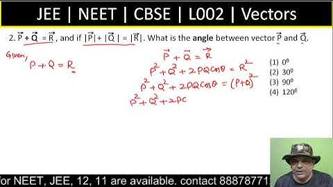 P + Q = R, and if |P| +  |Q| = |R| then what is the angle between vector P and Q..