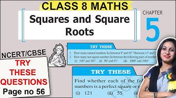 Class 8 Maths Chapter 5 Try These Questions Page no 56 | Squares and Square Roots | CBSE 8th