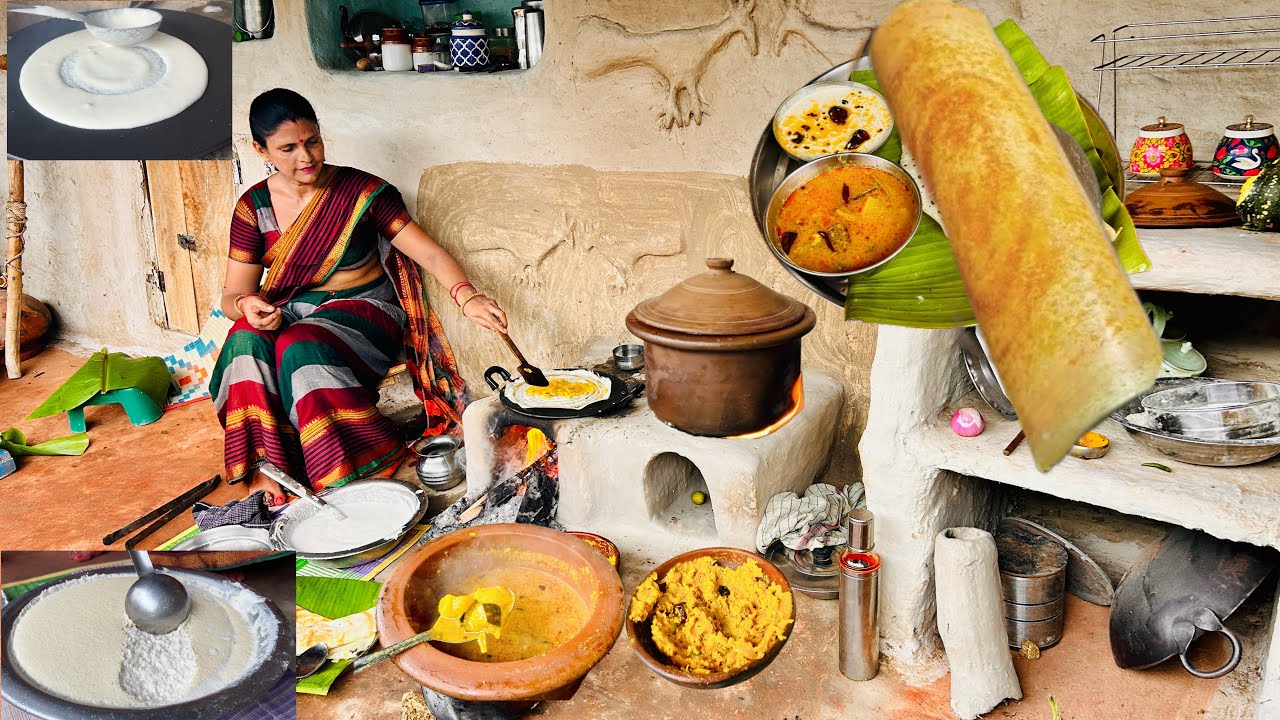 झमाझम बारिश में भीगते हुए☔️आज़ मसाला डोसा की दावत है आ जाओ सभी❤️साथ में सांभर और चटनी भी