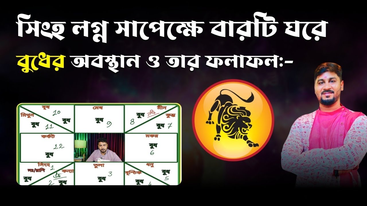 সিংহ লগ্নে বুধ ১২ ঘরে — কোন ঘরে কী ফল দেয়? | Mercury in 12 Houses for Leo Ascendant #astrology