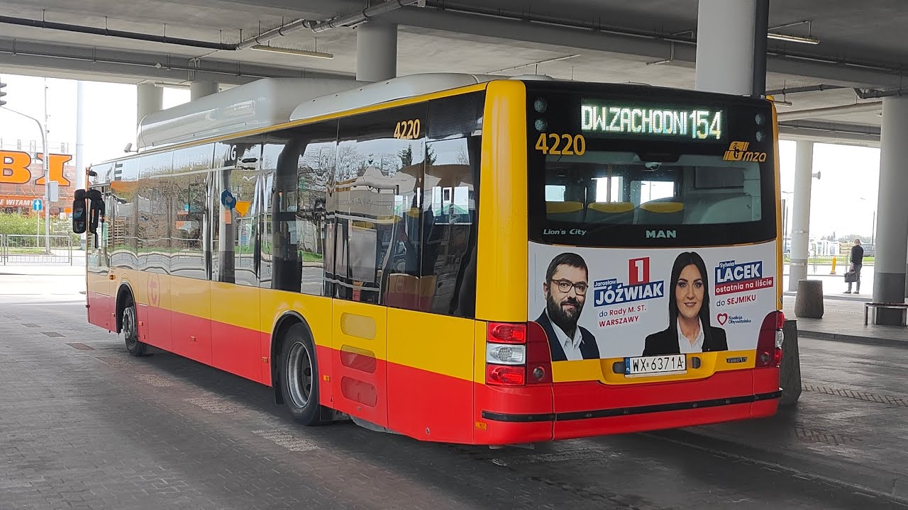 Linia 154 przez Instalatorów - MAN Lion's City CNG #4220 ( MZA Warszawa )
