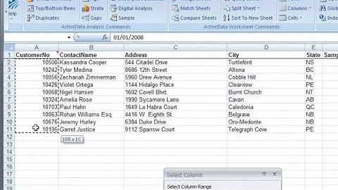 Extracting rows that match a range of values using ActiveData For Excel