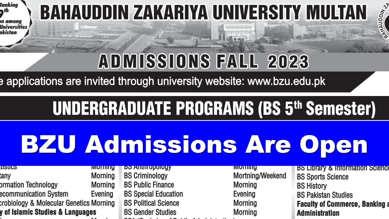 BZU Admissions Fall 2023 | Apply Online - YouTube