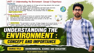 Environment: Concept, Components & Importance | Lecture 1 | VAC EVS | 1st & 2nd Semester
