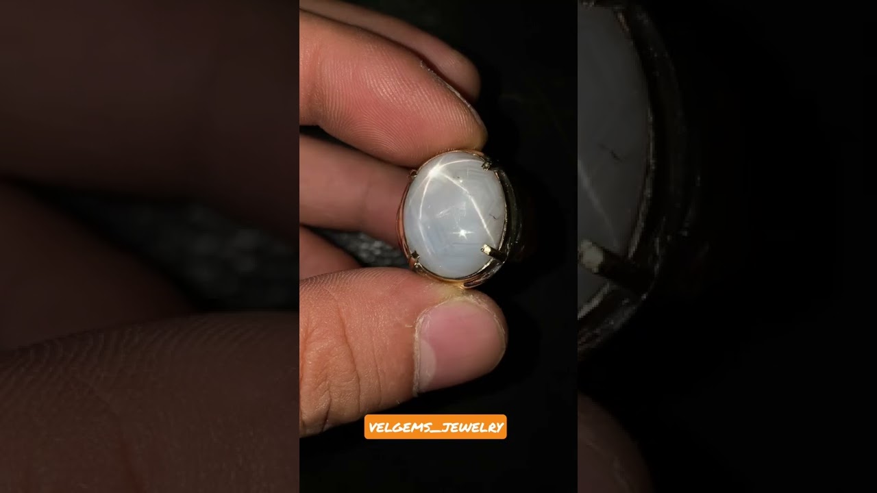Stuning white star sapphire 39.36Ct Noheated Srilanka With Ring Gold40% size 19 Available MemoGrilab