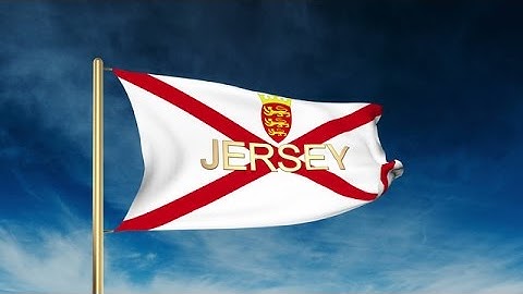 Jersey Flag Slider Style With Title. Waving In The Wind With Cloud Background An Stock Animation