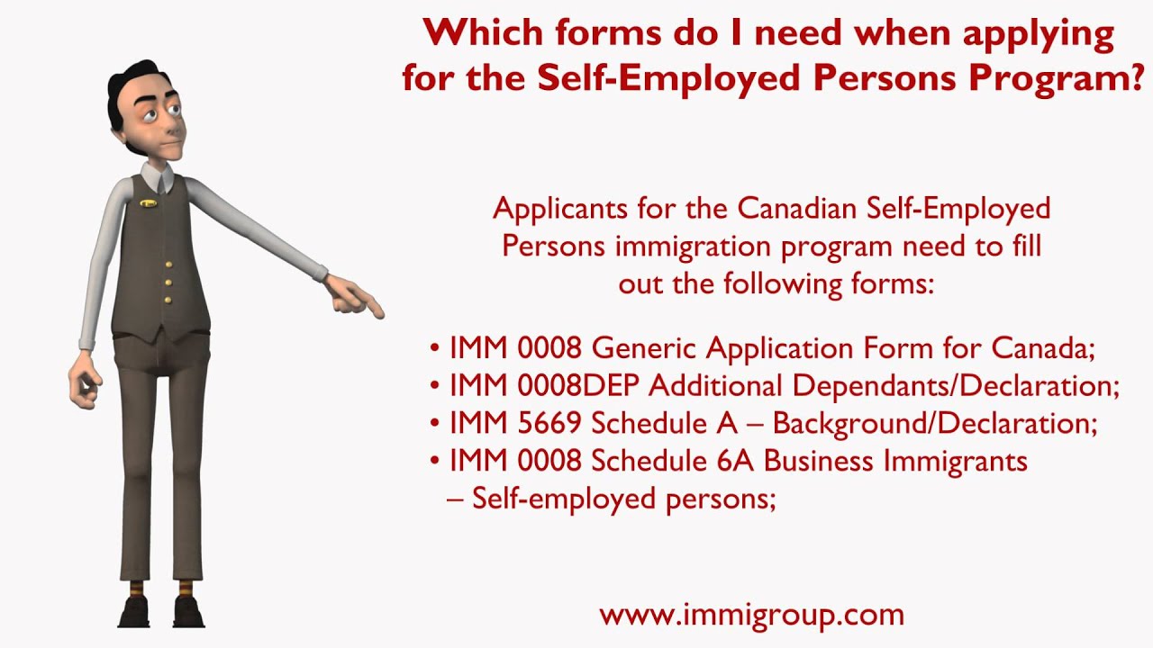 which forms do i need when applying for the self employed persons self employment form