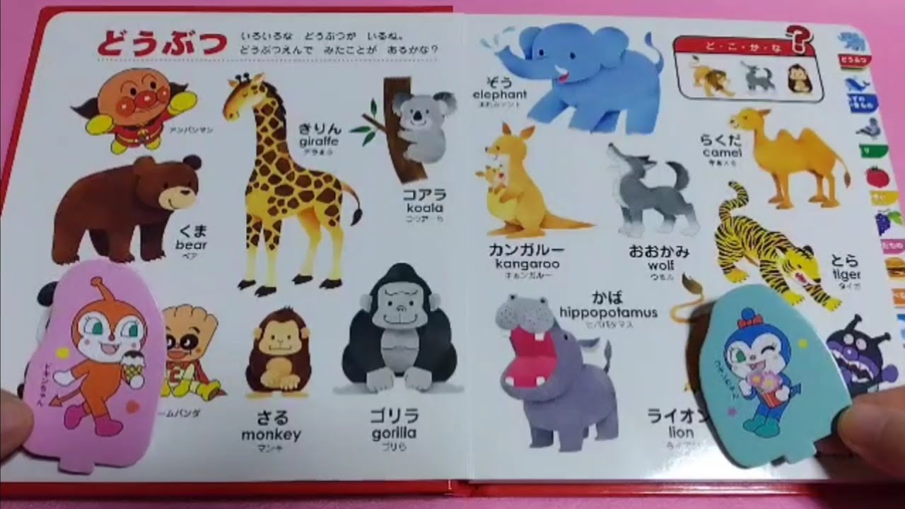 アンパンマン　はじめてのことばえほん　わくわく　えいごつき　絵本 アンパンマンはじめてのことばえほん☆わくわく🐘どうぶつ - YouTube