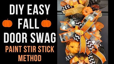 *NEW* EASY DIY FALL DOOR SWAG OR CENTERPIECE USING THE 5 GALLON STIR STICK DECO MESH METHOD