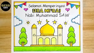 Cara Menggambar Poster Isra Mi'raj Nabi Muhammad SAW 💚 Gambar Poster Isra Mi'raj 2026 💚