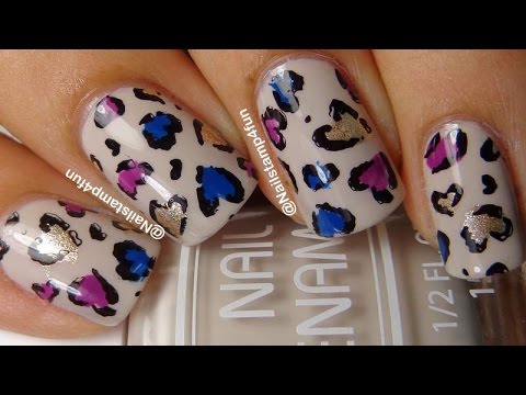 Heart Shaped Leopard Nails: Using Bunny Nails HD-B - YouTube