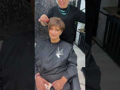 Пикси с удлиненной челкой на редкие волосы 45+/Pixie with elongated bangs for sparse hair 45+