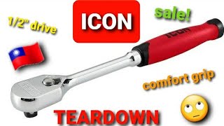 Icon low profile 90 tooth 1/2 drive comfort grip teardown.