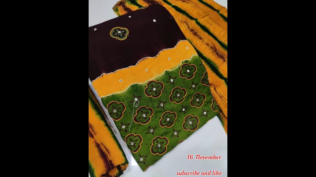*PREMIUM RAYON DARK COLOUR CHART 3D DAMAN STYLE DYED HANDBLOCK PRINT WITH HAND KHATLI WORK