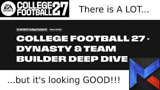 BREAKDOWN - EA CFB 27 Dynasty & Team Builder Deep Dive!