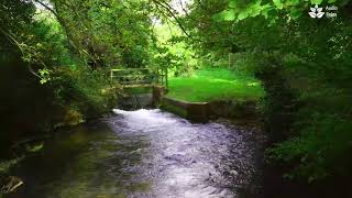 Beruhigende langsam fließende Flussgeräusche (4k). 10 Stunden. Wasserweißes Rauschen zum