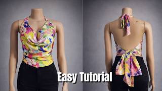 No Pattern Needed: Easy DIY Backless Cowl Top in Under 4 Minutes!
