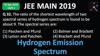 The ratio of the shortest wavelength of two spectral series of hydrogen spectrum is found to be