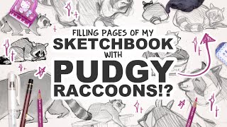 FILLING A SPREAD WITH PUDGY RACCOONS!?! | Drawing Moving Subjects!