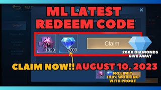 Mobile Legends Redeem Code for August 10 2023 2000 Diamonds Give Away