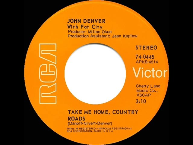 1971 HITS ARCHIVE: Take Me Home, Country Roads - John Denver (a #1 record--stereo 45) class=