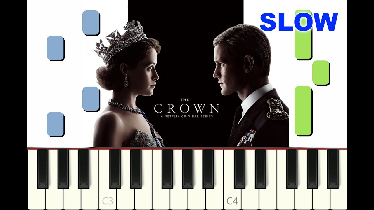 SLOW piano tutorial "THE CROWN" Main theme, Netflix, with free sheet music