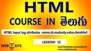 HTML TUTORIAL IN TELUGU || INPUT TAG ATTRIBUTES || HTML FORM READONLY, ID, NAME,VALUE, DISABLED