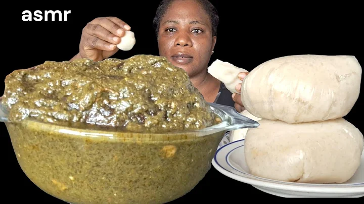 Nigeria food ASMR mukbang/ black soup and fufu/ African food mukbang/ eating Sound