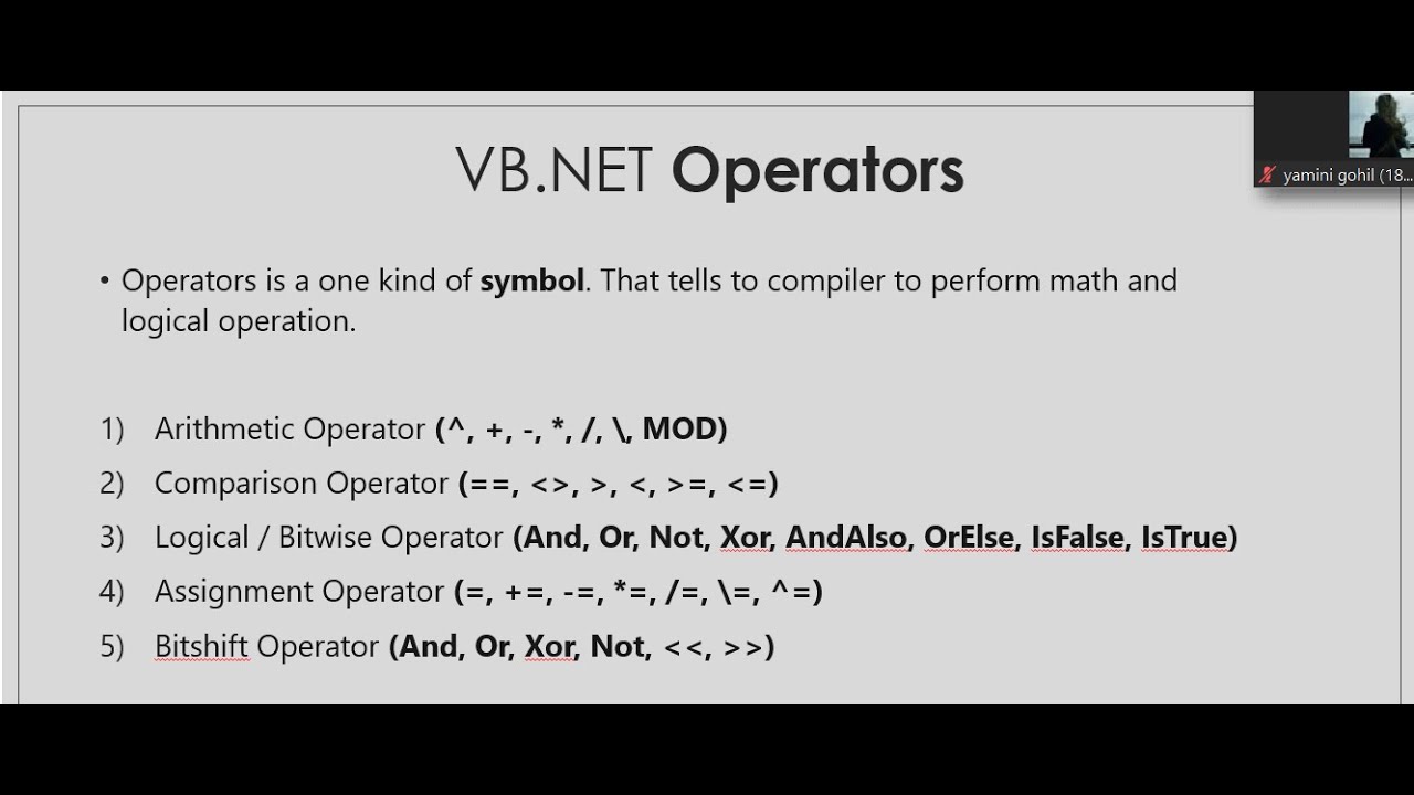 assignment operators program in vb.net