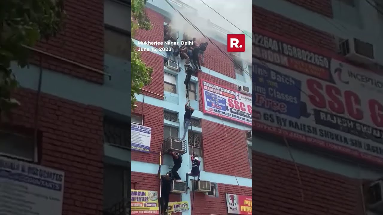 Fire at Mukherjee Nagar coaching institute prompts students' daring escape from third floor 