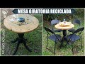 MESA DE MADEIRA GIRATÓRIA RECICLADA