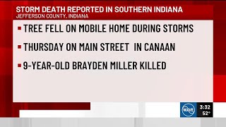 9-year-old dead after tree falls on mobile home during storm in southern Indiana