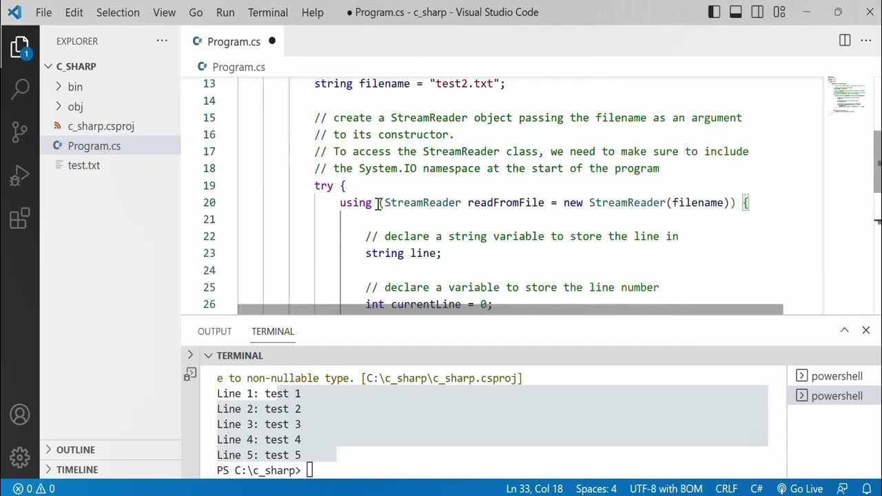 C# 33: Use the "using" statement to take care of closing a file - YouTube