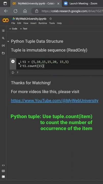 Python tuple: the count() method examples - YouTube