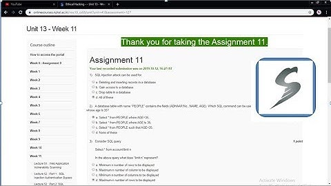NPTEL ETHICAL HACKING WEEK 11 ASSIGNMENT ANSWERS||Ethical Hacking||2019