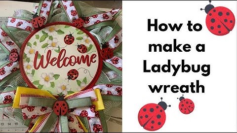 How to make a  Spring ladybug wreath, DIY wreath tutorial, Spring craft, Pancake/thin style wreath