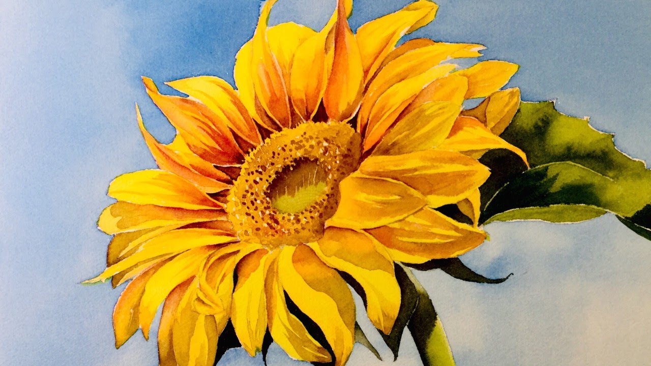 Sunflower Painting in Watercolor | 수채화로 해바라기 그리기