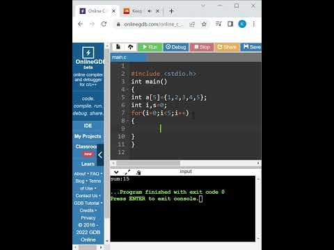 C program to find sum of all elements in a array - YouTube