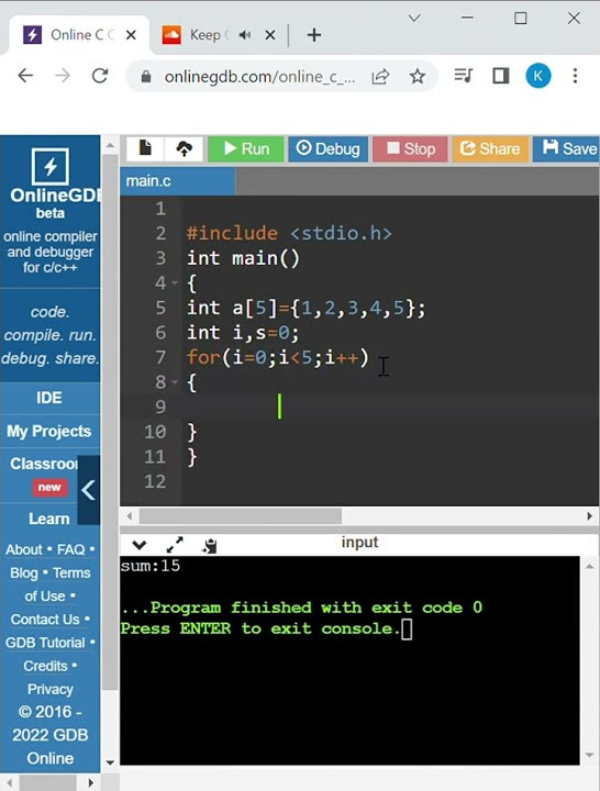 C program to find sum of all elements in a array - YouTube