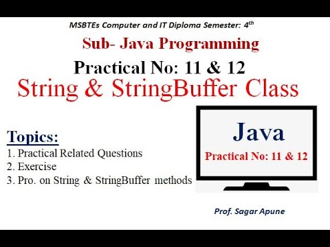 Practical-11 & 12 | JPR | String & StringBuffer class Methods | Java ...