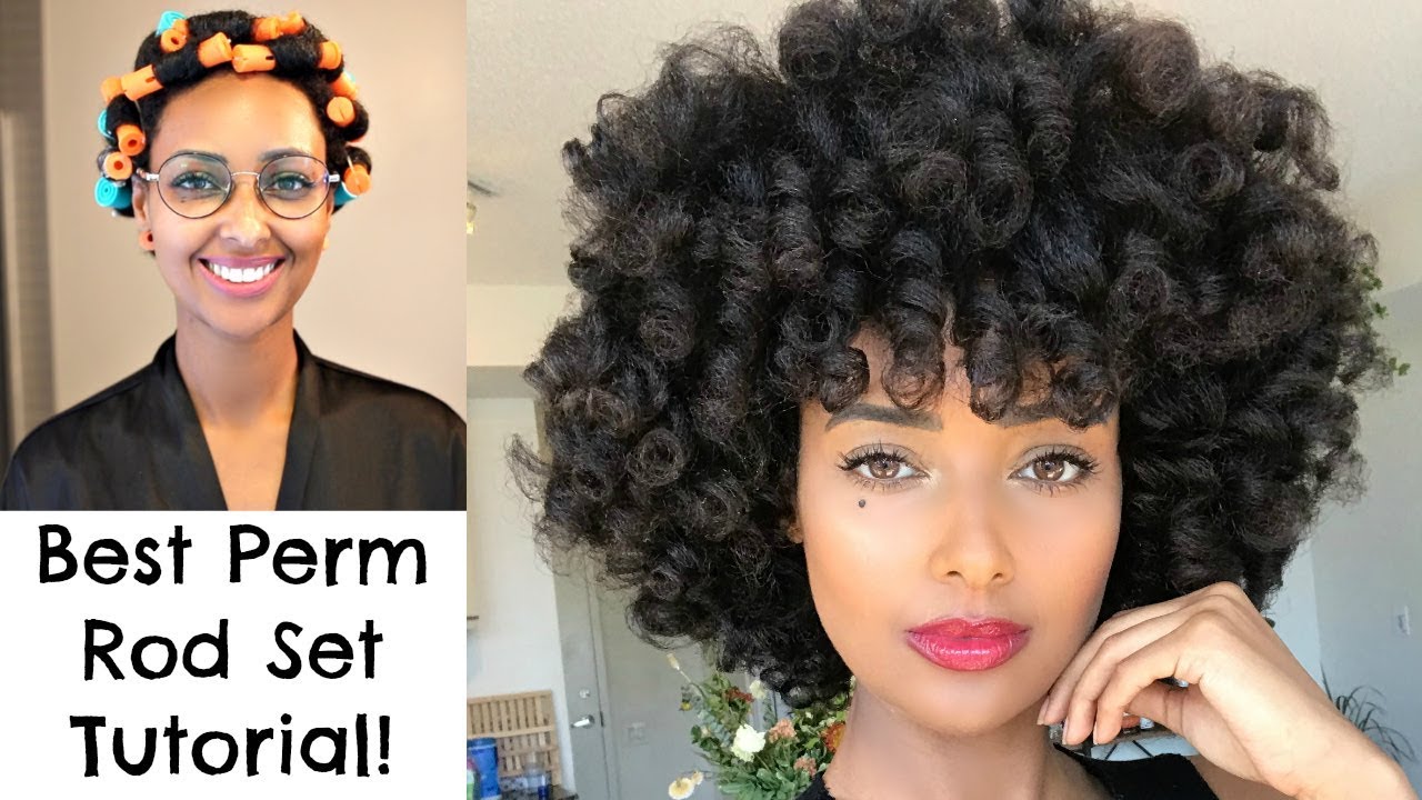 My Best Perm Rod Set Routine on Blown Out Natural Hair! ft Aunt Jackie ...