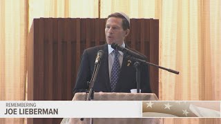 US Sen. Blumenthal speaks at funeral services for Joe Lieberman
