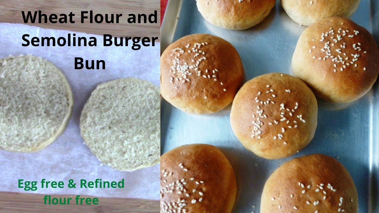 Soft whole wheat and semolina buns/Eggless burger buns/ Healthy homemade bun recipe/ Burger bun | Healthically Kitchen