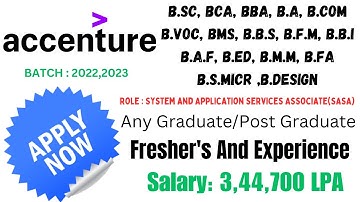 Accenture Off Campus Drive 2023 | SASA Role | Bulk Hiring for Fresher | Apply Now #jobs #jobs2023