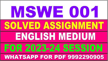 mswe 001 solved assignment 2023-24 | mswe 1 solved assignment in english 2024 | mswe 1 2024